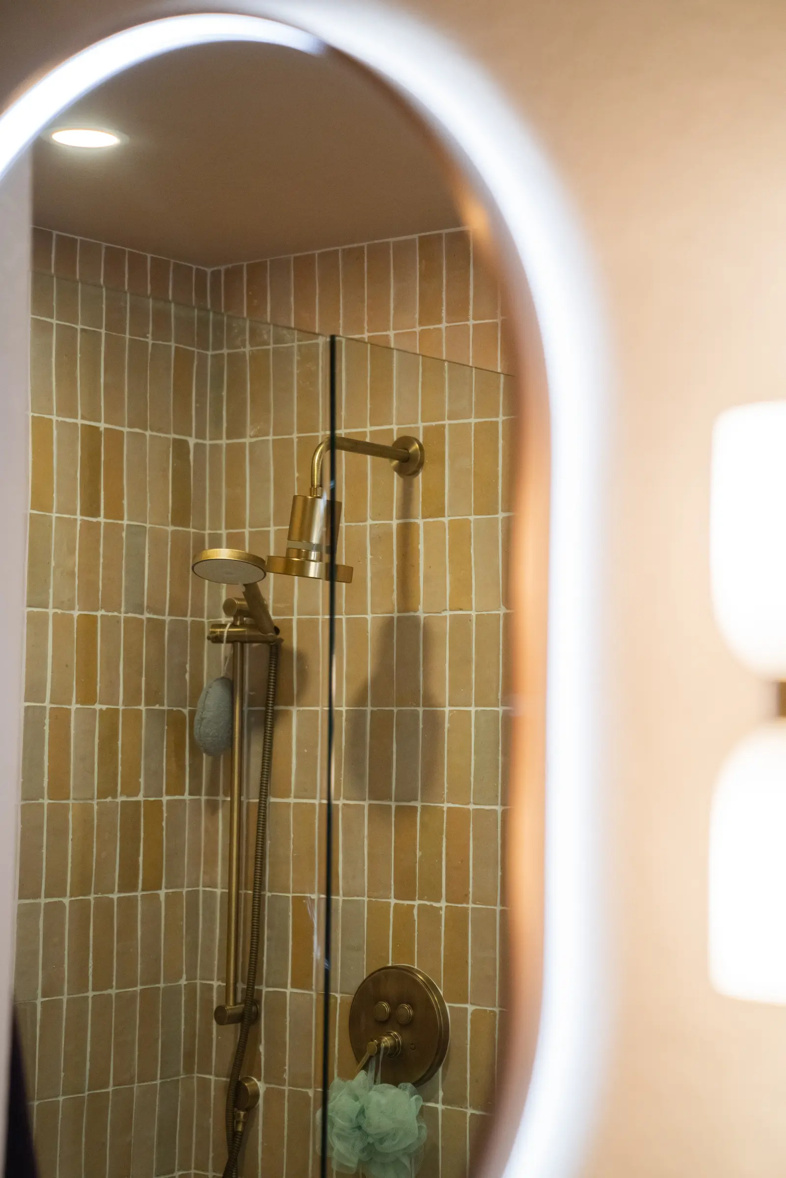 Refined bathroom finish details with handmade tile