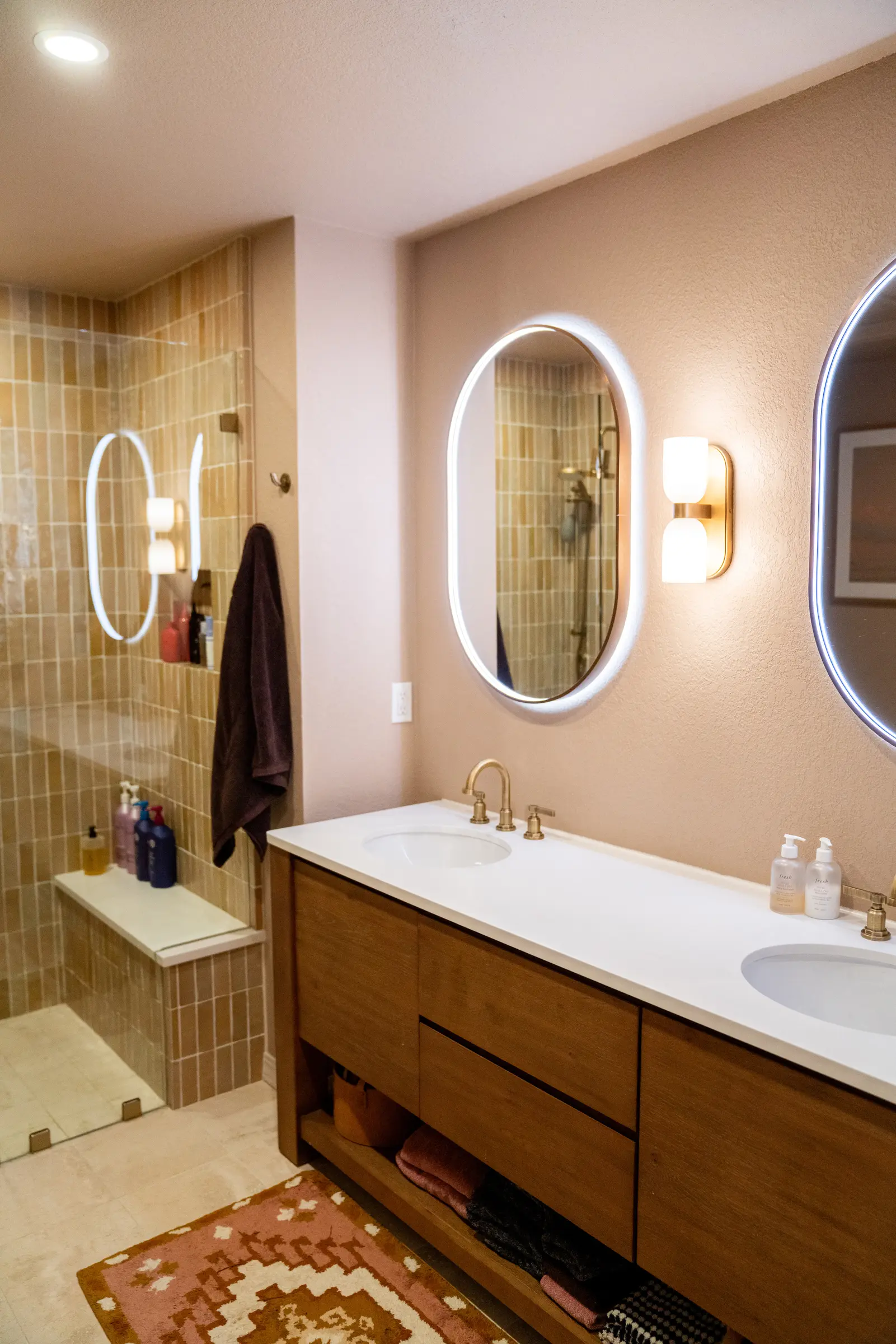 Detailed zellige tile installation in an East Boulder bathroom